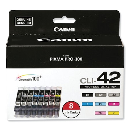 Canon ChromaLife100+ Ink 6384B007 (CLI-42), Black/Cyan/Gray/Light Gray/Mag/Photo Cyan/Photo Mag/Yellow 6384B007